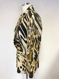 DESIGNER GAI MATTIOLO BEIGE & BROWN ZEBRA PRINT LINEN JACKET SIZE 16