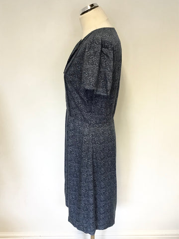 JIGSAW BLUE PRINT SHORT SLEEVE TEA DRESS SIZE 12