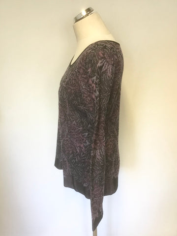 PERUVIAN CONNECTION GREY,PINK & PURPLE DESIGN 100% PRIMA COTTON JUMPER SIZE M