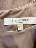 LK BENNETT CORVINA LIGHT BROWN CAP SLEEVED PENCIL DRESS SIZE 8