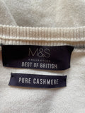 MARKS & SPENCER BEST OF BRITISH PORCELAIN 100% CASHMERE V NECK JUMPER SIZE XXL.