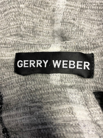 GERRY WEBER GREY CHECK WOOL BLEND UNLINED JACKET & SCARF/ BELT SIZE 12
