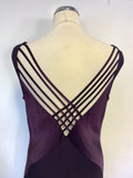 PEARCE FIONDA AUBERGINE STRAPPY LONG EVENING DRESS SIZE 14