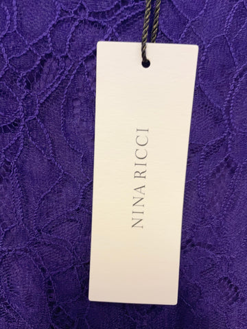 BRAND NEW NINA RICCI PURPLE LACE SILK LINED PENCIL SKIRT SIZE 38 UK 8/10