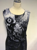 VERA MONT BLACK & GREY PRINT SLEEVELESS DRESS SIZE 14