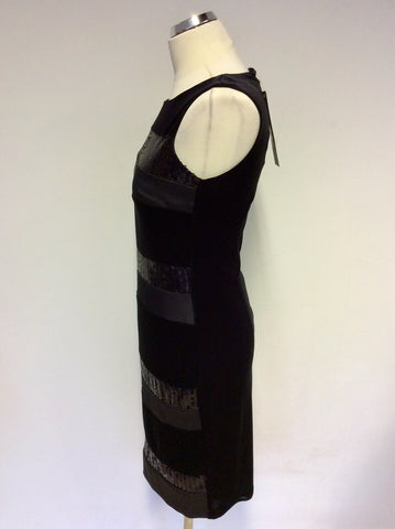 BRAND NEW LIBRA BLACK VELVET,SATIN & SEQUIN TRIM COCKTAIL DRESS SIZE 8