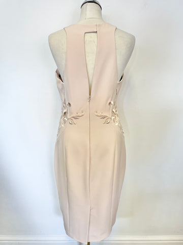 KAREN MILLEN NUDE EMBROIDERED SPECIAL OCCASION PENCIL DRESS SIZE 14