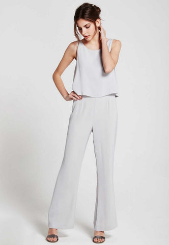 MINT VELVET DOVE GREY CAPE SLEEVELESS JUMPSUIT SIZE 14