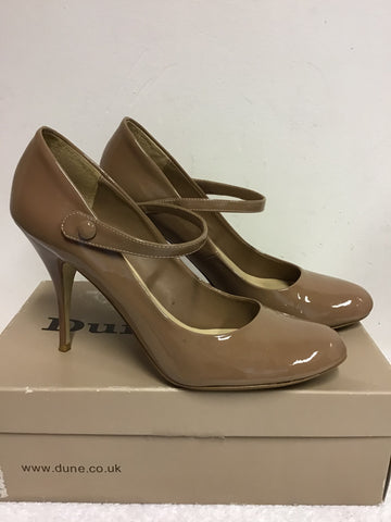DUNE TAUPE PATENT MARY JANE HEELS SIZE 7.5/41