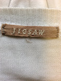 JIGSAW WHITE SCOOP NECK COTTON CARDIGAN SIZE 12