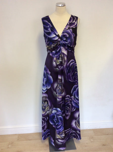KALIKO PURPLE FLORAL PRINT MAXI DRESS SIZE 12