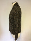 DIKTONS BROWN CHUNKY KNIT ZIP FRONT CARDIGAN SIZE 14