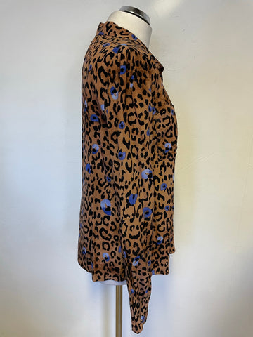 SOMERSET BY ALICE TEMPERLEY BROWN LEOPARD PRINT LONG SLEEVED SHIRT SIZE 14