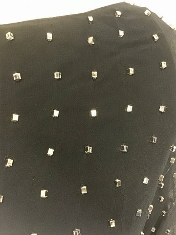 MINT VELVET BLACK & SILVER BEAD EMBELLISHED OVERLAY TOP SIZE 12