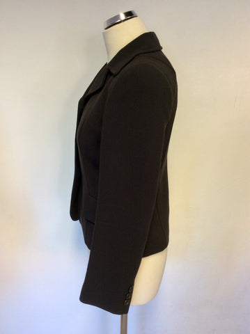 HOBBS DARK BROWN WOOL PENCIL SKIRT & JACKET SUIT SIZE 10