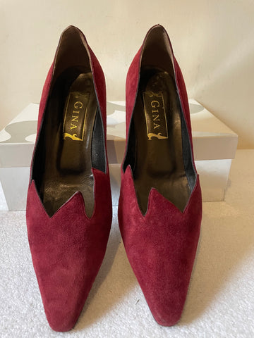 GINA DEEP RED SUEDE CUT AWAY TOP SPECIAL OCCASION HEELS SIZE 7/40