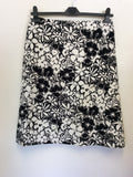 HOBBS BLACK & WHITE FLORAL PRINT A LINE SKIRT SIZE 12