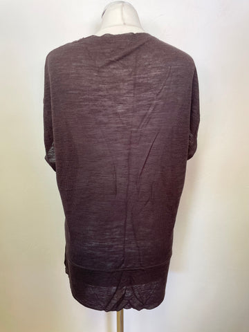 HOBBS BROWN SQUARE NECKLINE DRAWSTRING TIE WAIST FINE KNIT TOP SIZE 14