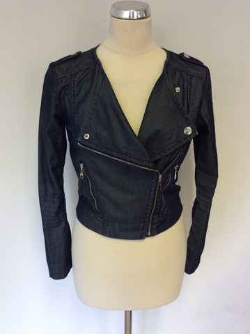 TED BAKER DARK BLUE ASYMETRIC ZIP UP FASTEN JACKET SIZE 1 UK 8/10