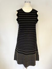 TED BAKER BLACK & GOLD METALLIC STRETCH A-LINE DRESS SIZE 1 UK 8/10