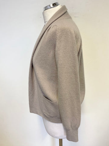 MARKS & SPENCER PUTTY 100% CASHMERE CARDIGAN SIZE 12