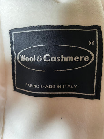 TOISIE IVORY WOOL & CASHMERE BLEND COLLARLESS LONG SLEEVED JACKET SIZE 14