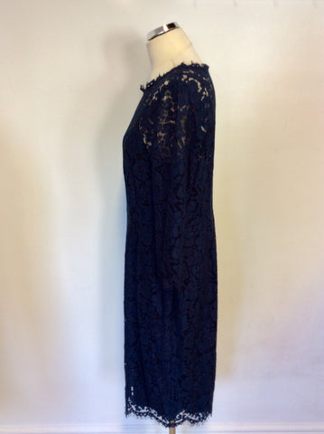 JIGSAW DARK BLUE LACE 3/4 SLEEVE DRESS SIZE 16