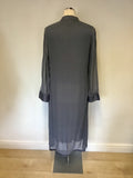 NITYA GREY SILK TRIM DUSTER COAT & LONG TUNIC TOP SIZE 12