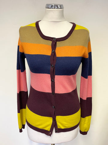 BRUNELLA GORI MULTICOLOURED STRIPE MERINO WOOL CARDIGAN SIZE 10