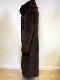 MAX MARA DARK BROWN ALPACA & WOOL BLEND LONG COAT SIZE 14