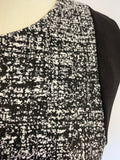 DONNA KARAN BLACK & WHITE MARL PRINT PANEL SLEEVELESS PANEL DRESS SIZE 16