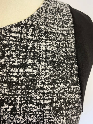 DONNA KARAN BLACK & WHITE MARL PRINT PANEL SLEEVELESS PANEL DRESS SIZE 16
