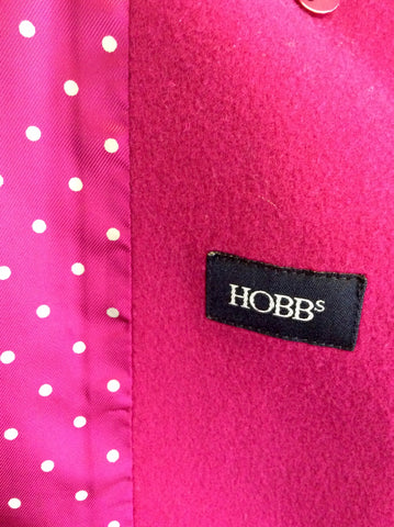 HOBBS FUSHIA PINK WOOL & CASHMERE SHORT COAT SIZE 14