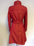 KAREN MILLEN RED TRENCH COAT/MAC SIZE 10