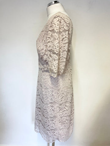 REISS DAHLIA NUDE SHORT SLEEVE  LACE SPECIAL OCCASION PENCIL DRESS  SIZE 14