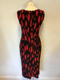 PHASE EIGHT BLACK & RED PRINT STRETCH DRESS SIZE 10