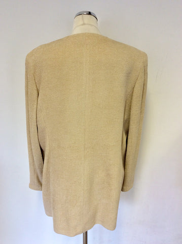 PERSONA BY MARINA RINALDI CREAM TEXTURED LONG JACKET SIZE 18