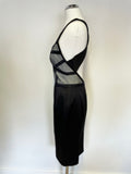 REISS FLORENTINE BLACK & GREY SILK TRIMMED CUT AWAY BACK DRESS SIZE 10