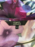 STAR BY JULIEN MACDONALD PURPLE FLORAL PRINT 3/4 SLEEVE SHIFT DRESS SIZE 8