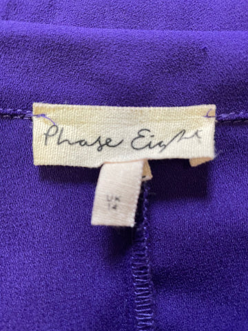 PHASE EIGHT PURPLE RELAXED FIT COLLARED 3/4 SLEEVED A-LINE DRESS SIZE 14