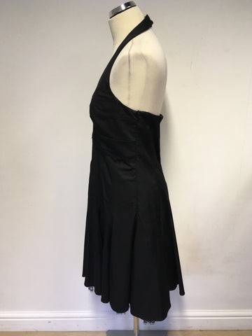 KAREN MILLEN BLACK HALTERNECK LACE TRIM COCKTAIL/ OCCASION DRESS SIZE 14