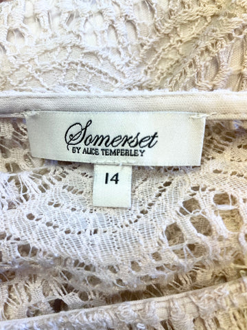 SOMERSET BY ALICE TEMPERLEY NUDE LACE 3/4 SLEEVE A LINE DRESS SIZE 14