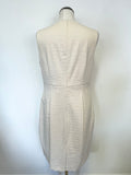BRAND NEW HOBBS CREAM JEWEL EMBELLISHED NECKLINE SLEEVELESS PENCIL DRESS SIZE 14