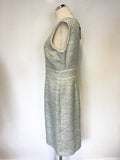 BRAND NEW JAEGER TURQUOISE, PALE GREEN & SILVER WEAVE PENCIL DRESS SIZE 16