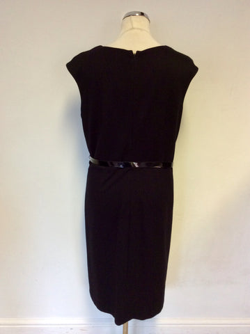 PRECIS BLACK TWIST & PLEATED TOP BELTED SLEEVELESS PENCIL DRESS SIZE 16