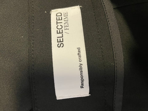 SELECTED FEMME BLACK HIGH RISE TAPERED LEG TROUSERS SIZE 40 UK 12