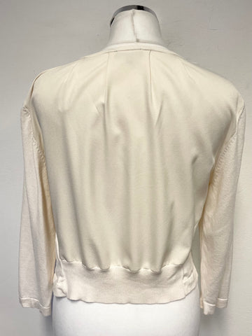 PHASE EIGHT CREAM WITH CONTRAST BACK 3/4 SLEEVE SHORT CARDIGAN SIZE 16