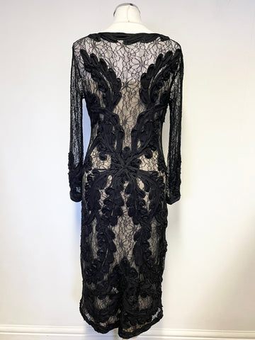 PHASE EIGHT BLACK LACE OVER CREAM SPECIAL OCCASION  PENCIL DRESS SIZE 14