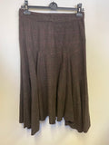 KAL KAUR RAI BROWN CHECK FLARED UNEVEN HEMLINE SKIRT SIZE 10
