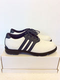 ADIDAS NAVY BLUE & WHITE LACE UP GOLF SHOES SIZE 7/40